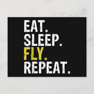 Eat Sleep Fly Herhalen Aviation Pilot Briefkaart