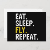 Eat Sleep Fly Herhalen Aviation Pilot Briefkaart (Voorkant / Achterkant)