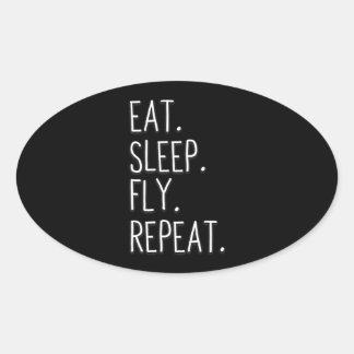 Eat Sleep Fly Herhalen Helikopter Piloot Ovale Sticker