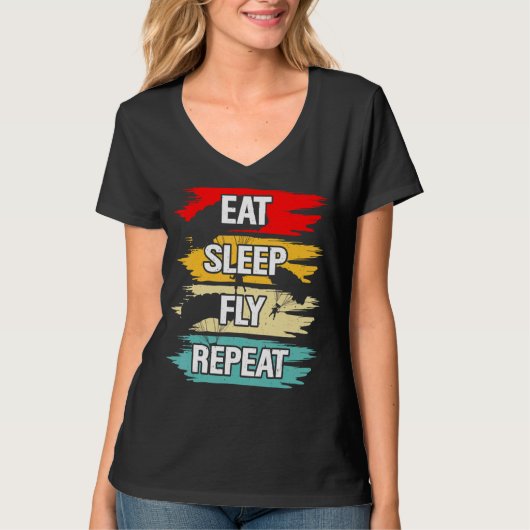 Eat Sleep Fly Herhalen T-shirt (Voorkant)