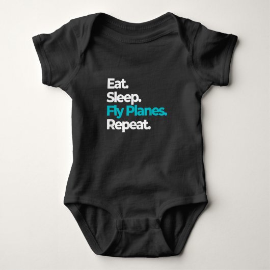 Eat Sleep Fly Planes Repeat for Aircraft Pilots Romper (Voorkant)