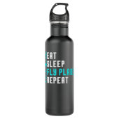 Eat Sleep Fly Planes Repeat - Trendy Airplane Pilo Waterfles (Voorkant)