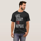 Eat Sleep Fly Repat Aviation Pilot Funny T-shirt (Voorkant volledig)
