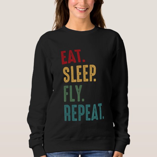 Eat Sleep Fly Repat Aviation Pilot Trui (Voorkant)