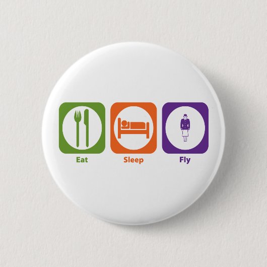 Eat Sleep Fly Ronde Button 5,7 Cm (Voorkant)