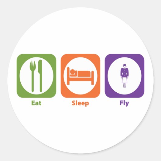 Eat Sleep Fly Ronde Sticker (Voorkant)