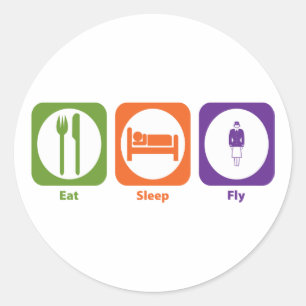 Eat Sleep Fly Ronde Sticker