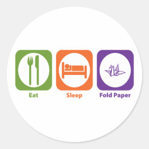 Eat Sleep Fold Paper Ronde Sticker