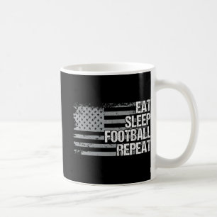 Eat Sleep Football Herhaal Amerikaanse vlag Mannen Koffiemok