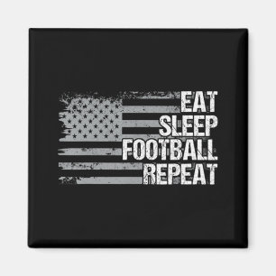 Eat Sleep Football Herhaal Amerikaanse vlag Mannen Magneet