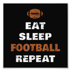 Eat Sleep Football Herhaal Liefde Football  Gi Foto Afdruk