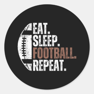  Eat Sleep Football Herhalen Ronde Sticker