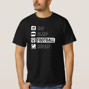 Eat Sleep Football Herhalen T-shirt