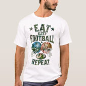 Eat Sleep Football Herhalen T-shirt (Voorkant)