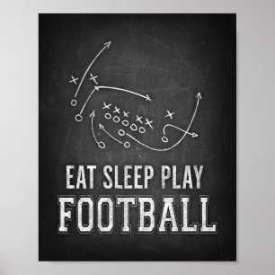 EAT SLEEP-FOOTBALL Teken Teken Afdrukken Poster