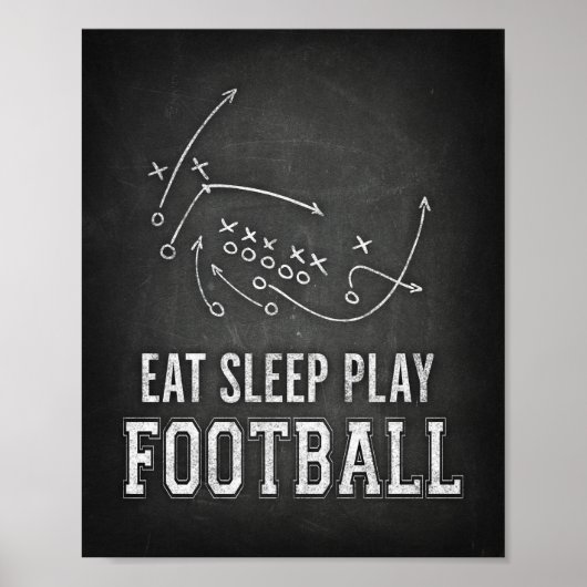 EAT SLEEP-FOOTBALL Teken Teken Afdrukken Poster (Voorkant)