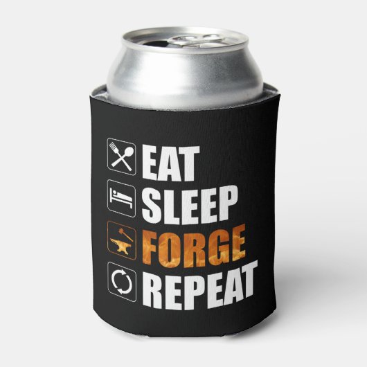 Eat Sleep Forge Repeteren Blacksmith Blikjeskoeler (Blikje Voorkant)