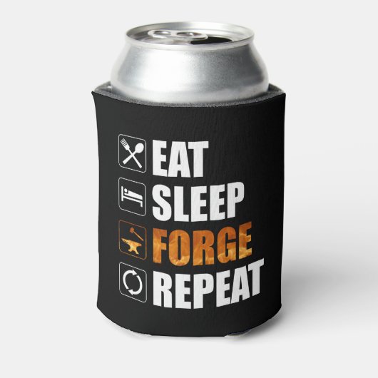 Eat Sleep Forge Repeteren Blacksmith Blikjeskoeler (Blikje Achterkant)