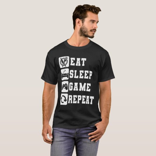 Eat Sleep Game Cool Trendy Gaming Herhalen T-shirt (Voorkant volledig)