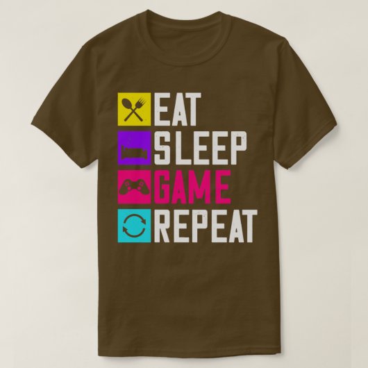 Eat Sleep Game en Herhaal T-shirt (Design voorkant)