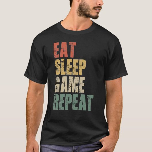 Eat Sleep Game Herhaal Funny Video Games Giften T-shirt (Voorkant)