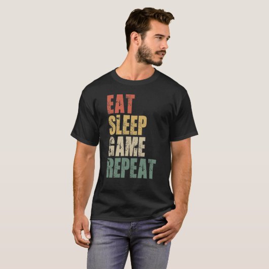 Eat Sleep Game Herhaal Funny Video Games Giften T-shirt (Voorkant volledig)