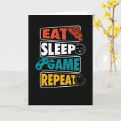 Eat Sleep Game Herhaal Gamer Gaming Gift Kaart (Gele Bloem)