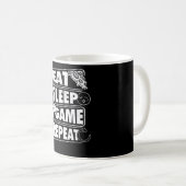 Eat Sleep Game Herhaal Gamer Gaming Gift Koffiemok (Voorkant rechts)