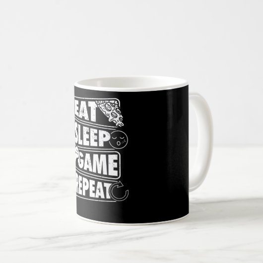 Eat Sleep Game Herhaal Gamer Gaming Gift Koffiemok (Voorkant rechts)