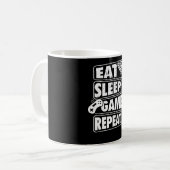 Eat Sleep Game Herhaal Gamer Gaming Gift Koffiemok (Voorkant links)