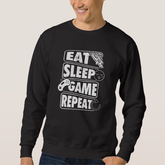 Eat Sleep Game Herhaal Gamer Gaming Gift Trui (Voorkant)