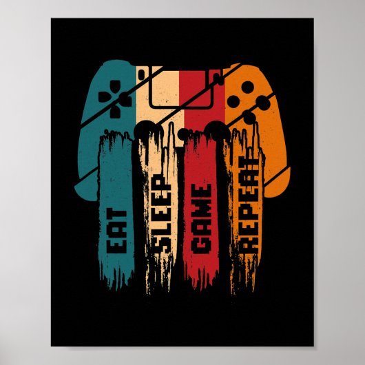 Eat Sleep Game Herhaal games Gifts Gamer Boy Girl Poster (Voorkant)