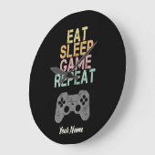 Eat Sleep Game Herhaal Gezegde Gift for Gamer Grote Klok (Hoek)