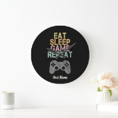 Eat Sleep Game Herhaal Gezegde Gift for Gamer Grote Klok (Huis)