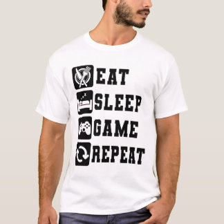 Eat Sleep Game Herhaal Grappige spelconsole T-shirt