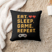 Eat Sleep Game Herhaal – Retro Pixel Gaming T-shir Kussen (Deken)
