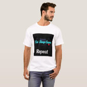 Eat Sleep Game Herhaal T-Shirt (Voorkant volledig)