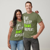 Eat Sleep Game Herhaal videocomputergames T-shirt (Unisex)
