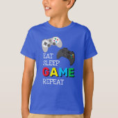 Eat Sleep Game Herhalen | Gamer T-shirt (Voorkant)