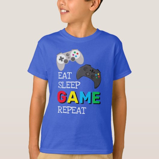 Eat Sleep Game Herhalen | Gamer T-shirt (Voorkant)
