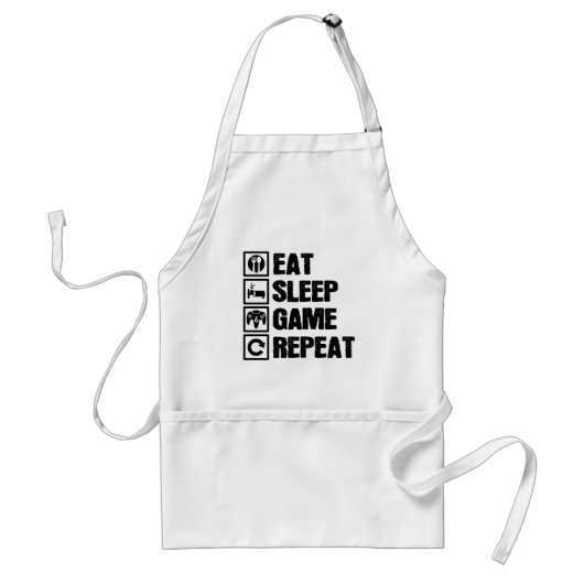 Eat Sleep Game Herhalen Standaard Schort (Voorkant)