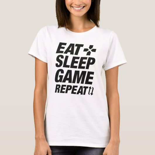 Eat Sleep Game Herhalen T-shirt (Voorkant)