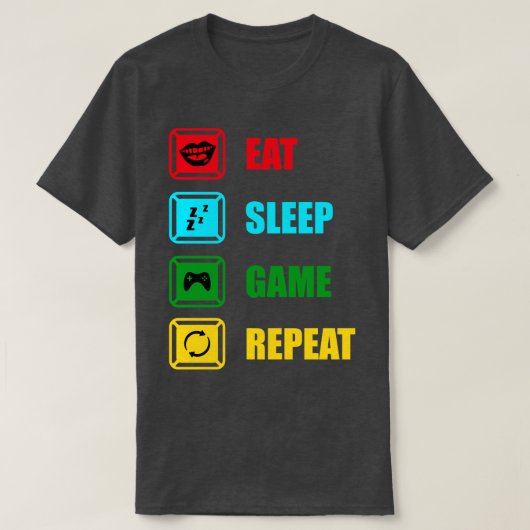 Eat Sleep Game Herhalen T-shirt (Design voorkant)