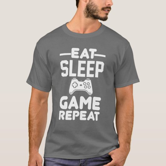 Eat Sleep Game Herhalen T-shirt (Voorkant)