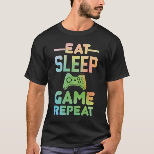 Eat Sleep Game Herhalen T-shirt (Voorkant)