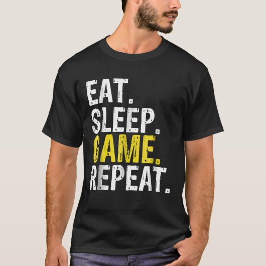 Eat Sleep Game Herhalen T-shirt (Voorkant)