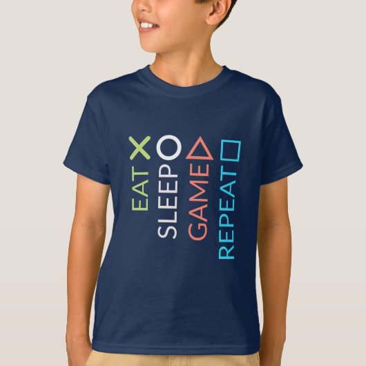 Eat Sleep Game Herhalen T-shirt (Voorkant)