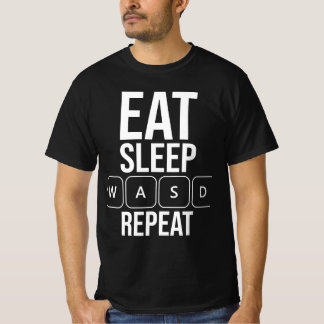 Eat Sleep Game Herhalen - White WASD Edition T-shirt