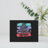 Eat Sleep Game Herhalingscontroller Briefkaart (Staand voorkant)