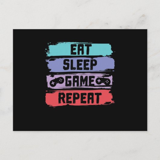 Eat Sleep Game Herhalingscontroller Briefkaart (Voorkant)